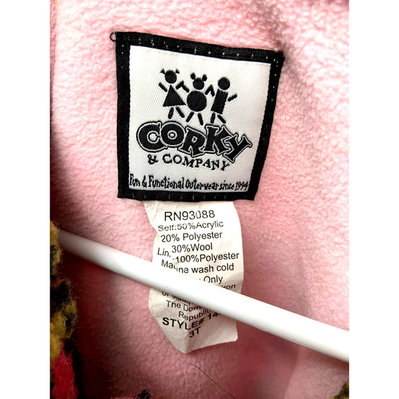 Corky & Company Plaid Coats Pink Green Ruffled Button Up Girls Toddler Size 3T - Picture 4 of 4